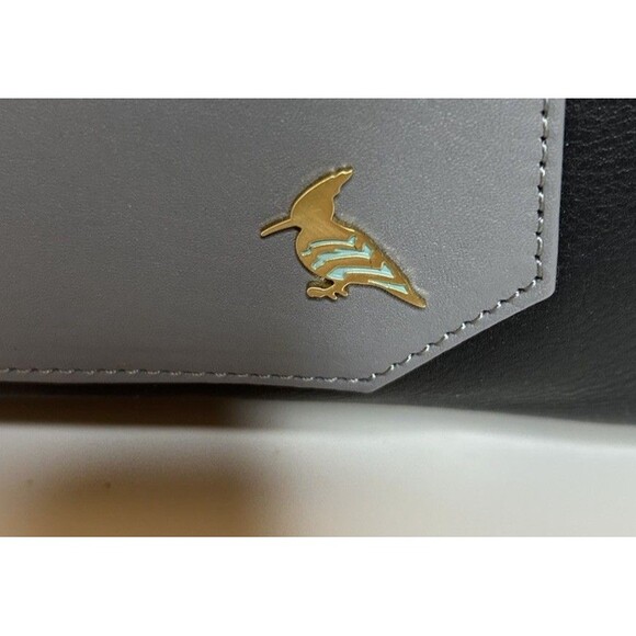 Oneoddbird Whippoorwill Leather Clutch Black With Gray And Pink Colorblocking - Picture 2 of 7